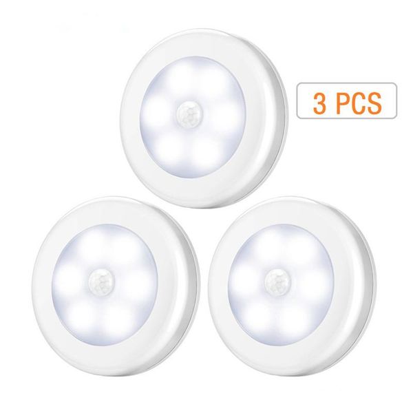 

night lights 3pcs/lot led motion sensor light lamp dry battery powered white