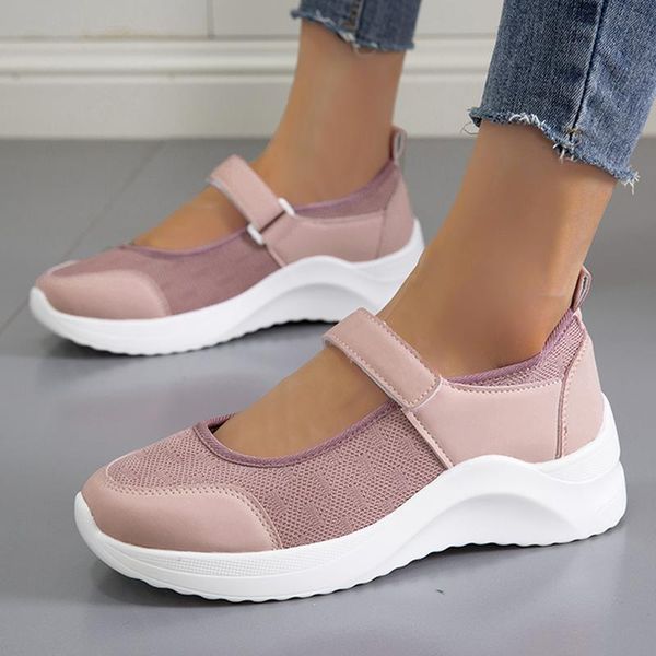 

sandals women summer casual mesh leather patchwork platform wedge round toe hook&loop leisure sport shoes woman ladies female, Black