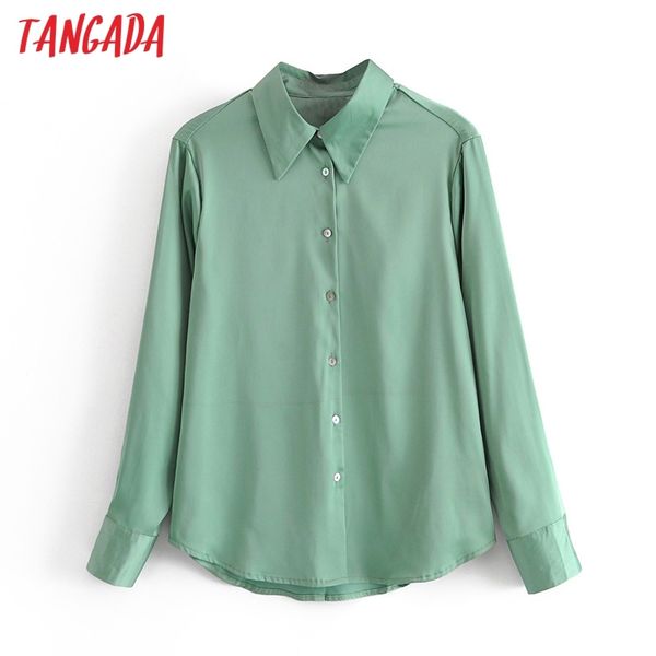 

women satin shirts long sleeve solid turn down collar elegant office ladies work wear blouses sw04 210416, White