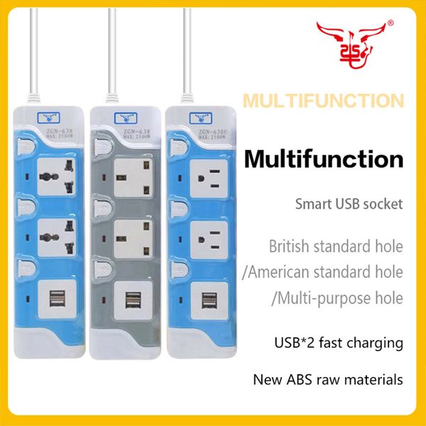 

zhenggongniu creative smart plug usb independent switch socket 2 meter cord,support customization