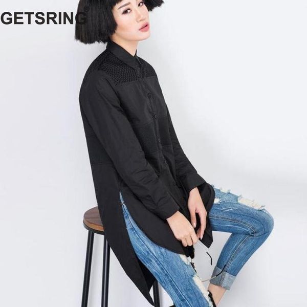 

getsring fashion spring fashion stitching loose long shirt blouse 210601, White