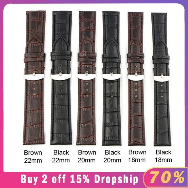 

watch bands otoky leather watchband men women trendy band 22mm 20mm 18mm wrist strap on belt bracelet metal buckle male, Black;brown