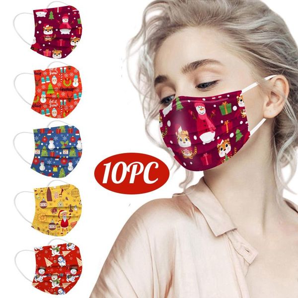 

other event & party supplies 10pc christmas printing halloween mask disposable mascarillas industrial 3-layer cosplay