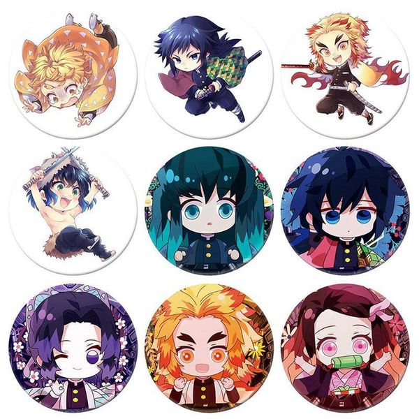 

pins, brooches anime perimeter tinplate badge ghost blade demon kimetsu no yaiba kamado tanjirou pin button brooch dropship arrival, Gray
