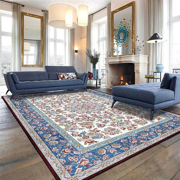 

carpets red blue carpet living room bedroom bed blanket mat european-style pastoral style rug broken flower rich elegant country