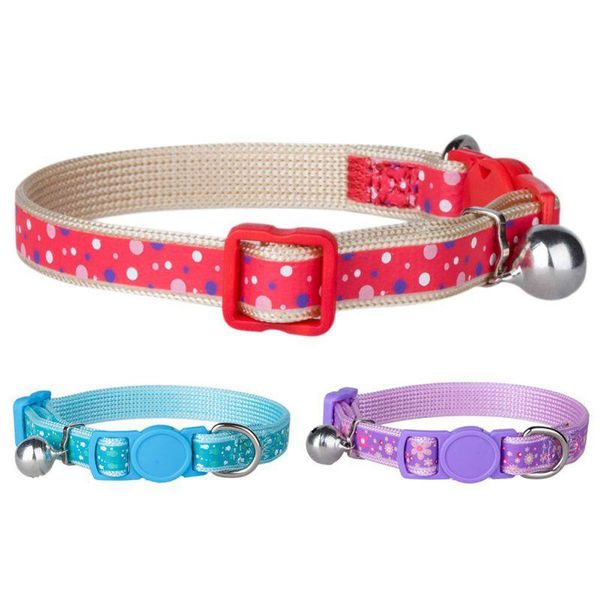 

pet adjustable nylon decorative collar with bell waterproof deodorant resistant dirt easy clean collars supplies cat & leads