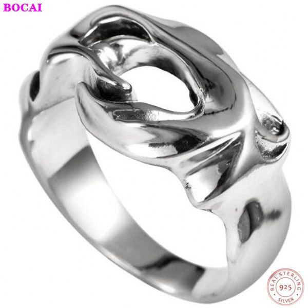 

cluster rings s925 sterling silver men's and women's fashion personality wedge water chestnut pure ring thai craft, Golden;silver