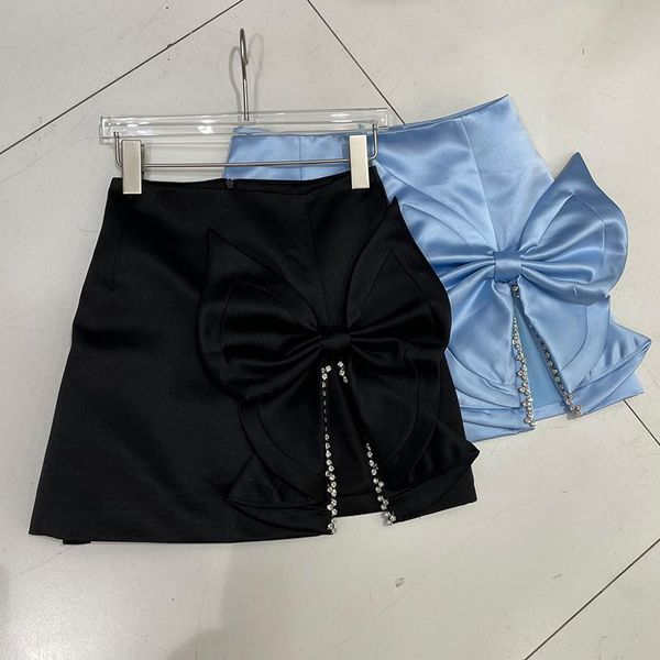 

skirts 2021 spring arrivals rhinestone bow decoration short mini skirt women ml272, Black
