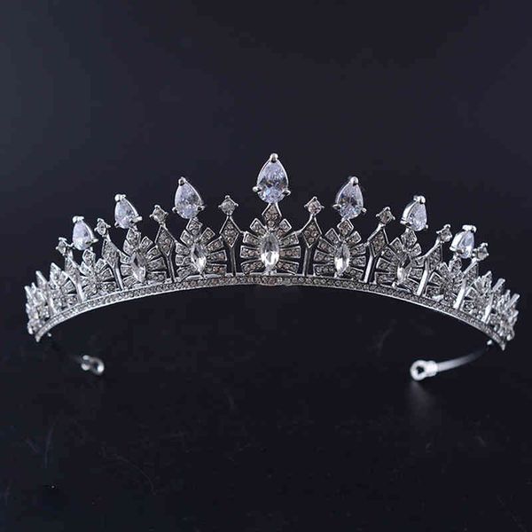 

silver plated clear crystal cubic zircon bridal tiaras rhinestone pageant prom crown wedding hair jewelry bride headbands