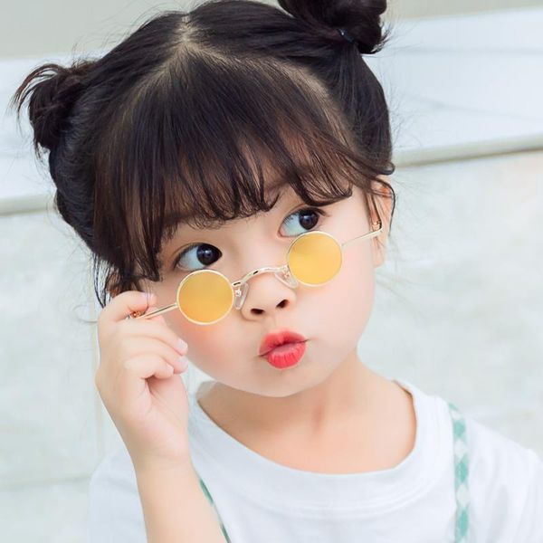 

fashion sunglasses frames 3-10 years old children's small round frame metal glasses personalized street, Black