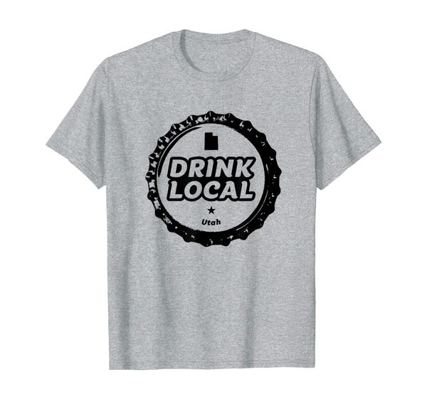 

drink local utah craft beer bottle cap t-shirt, White;black