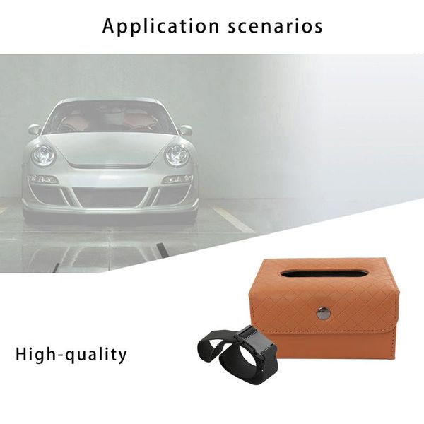 

car organizer multifunctional interior tissue holders leather box dual-purpose with snap buckle magnet