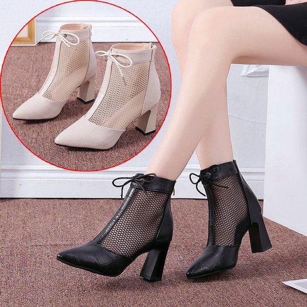 

women's sandals summer european and american style explosion pointed baotou thick heels, Black
