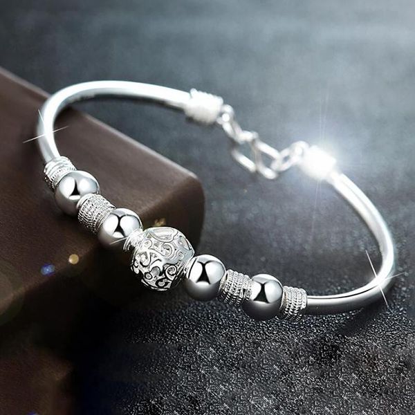 

bangle 3 style 925 sterling silver lucky charm bracelet cuff bracelets for women bangles fashion jewelry pulseira, Black