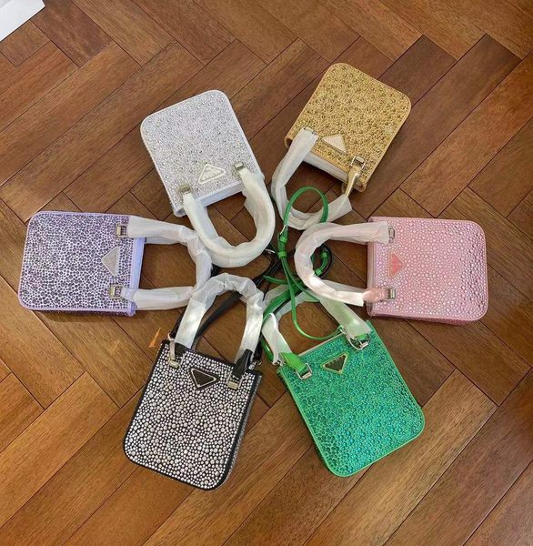 

designer brand p handbags tote bags for women leather handbag diamond inlay purses 6 colors 20cm mini bag