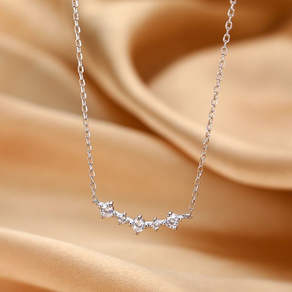 

stainless steel zircon necklace female summer contracted wind necklace new niche design feeling collarbone chain, Silver