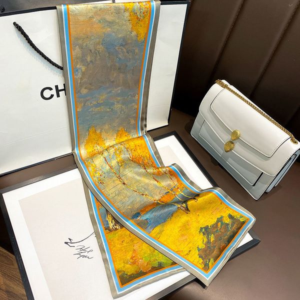 

100% silk scarf for women long natural shawls wraps summer ladies neckscarf pure real scarves hijab foulard neck bandana, Blue;gray