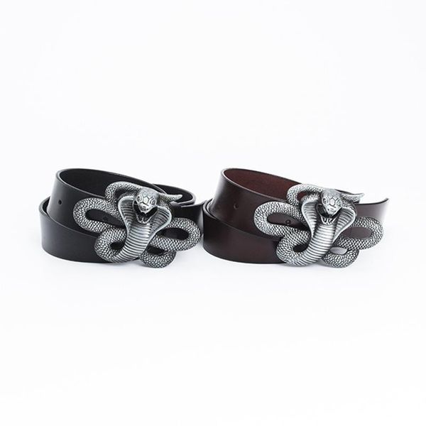 

belts foreign trade men's leather belt 3d animal personality wild leisure society youth, Black;brown