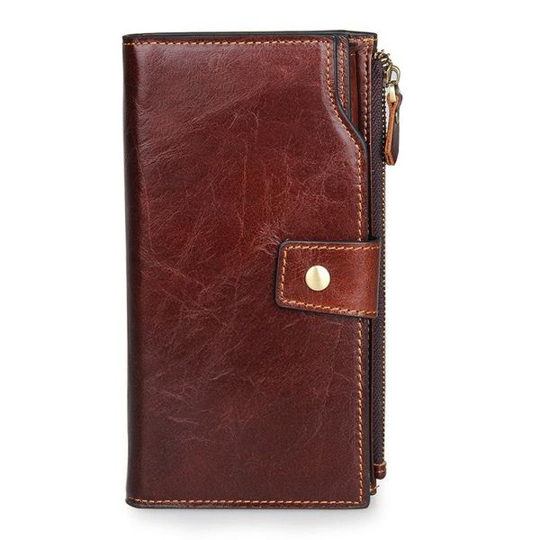 

wallets leinasen genuine leather female wallet men long design male coin purse with pocket walet portomonee rfid clutch handy, Red;black