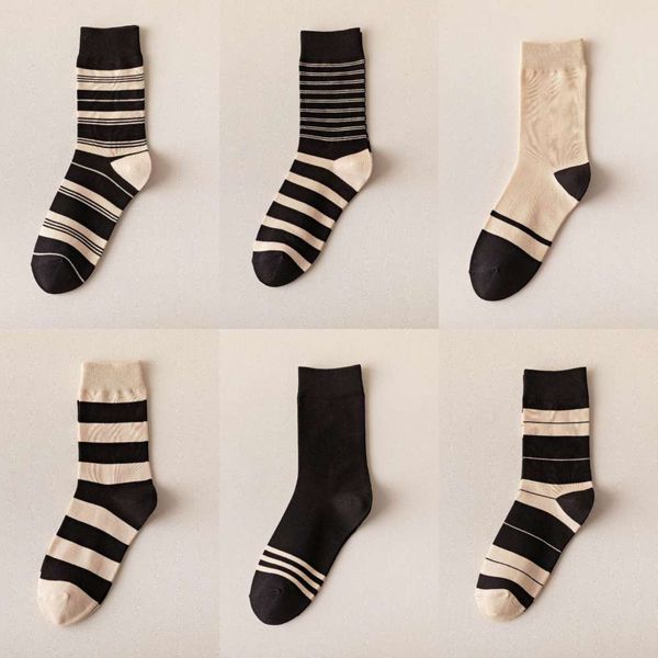 

autumn winter men's socks fashion stripe simple medium tube cotton, Black