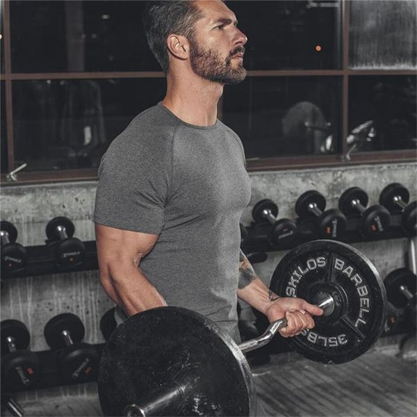 

brand t-shirts mens muscle gyms clothing fitness man cotton sporting bodybuilding shirt workout t shirt men plus size 210421, White;black