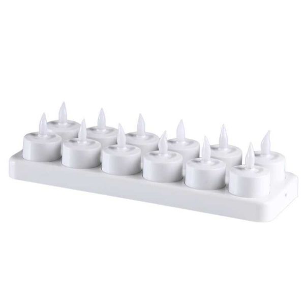 12 Şarj Edilebilir LED Mum Alevsiz Statik Tealight Elektrikli Lambası Mumsuz Sevgililer Ev Düğün Noel Masa Dekor-Amber H0909 H0923