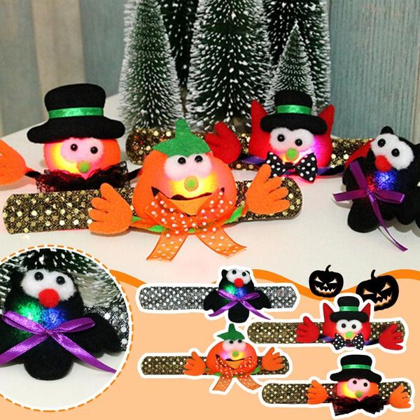 

party decoration halloween pumpkin bat ghost clap circle glowing bracelet with light hand buckle gift wristband