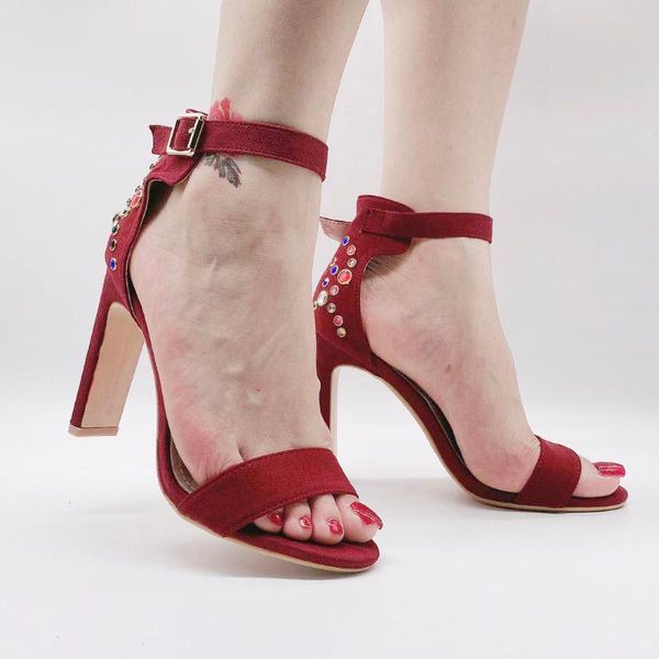 

wine italian sandals design classic women shoes ankle strap ladies summer graduation party dress high heels, Black