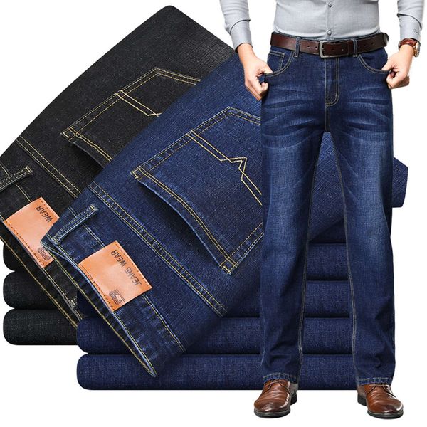 

straight loose long men office broek new big mate casual denim jeans for, Blue