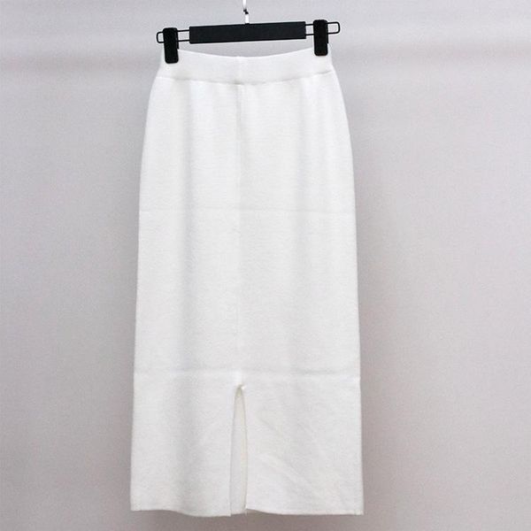 

skirts straight long skirt a line package hip split high waist ladies midi knitted women solid autumn winter 030402, Black