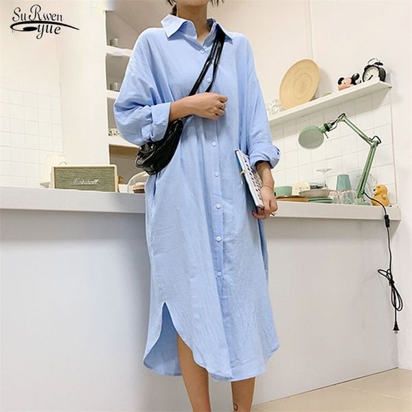 

summer plus size casual cotton women blouses linen long sleeve shirts loose soft ladies korean style 210421, White