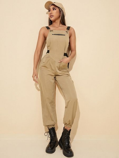 

petite tape detail cargo jumpsuit e0ea#, White