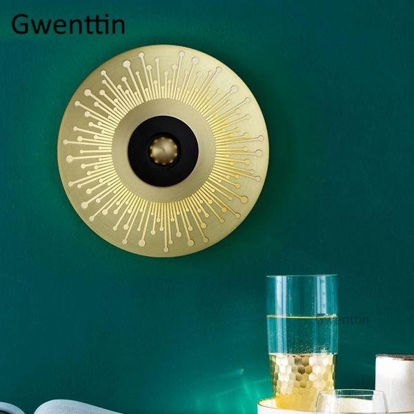 

wall lamp post modern luxury gold moon round mirror light led sconce for living room bedroom bathroom home decor fixtures