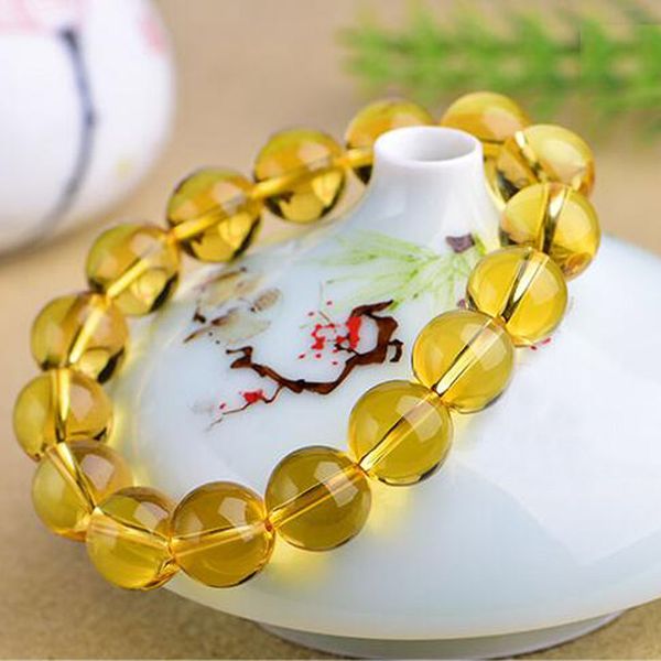 

fine jewelry nature crystal 12mm round beads trendy charm bracelet for women party, Black;brown