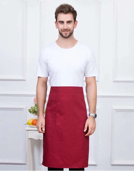 

chef's apron men's white black half body pure color cotton breathable summer catering el working short