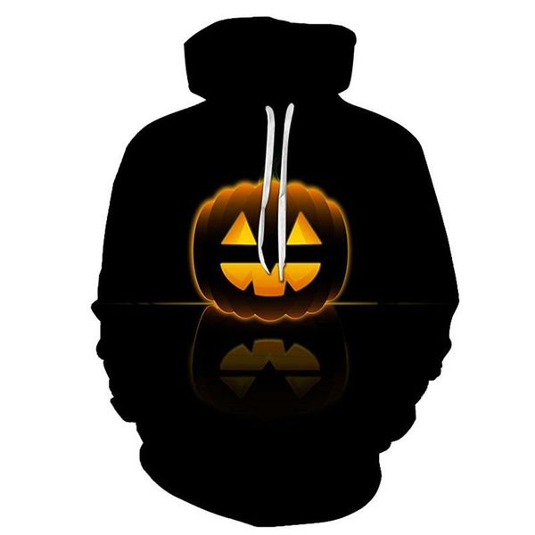 

men's hoodies & sweatshirts autumn winter mens hoodie pullover fashion halloween pumpkin print men casual loose long sleeve hooded swea, Black