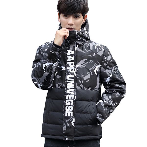 

new arrival men camouflage white duck down jacket warm mens winter parkas hooded men's jackets casacos masculino wxf313, Black