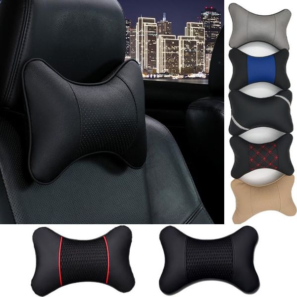 

seat cushions car neck pillows both side pu leather 1pcs pack headrest for head pain relief filled fiber universal pillow