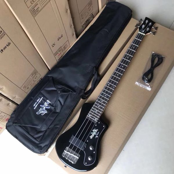 Easy-Taking Black Hofner Shorty Bass Guitar 99cm Alto 4 Cordas Custom Mini Basse Guitare Projetado em Alemão