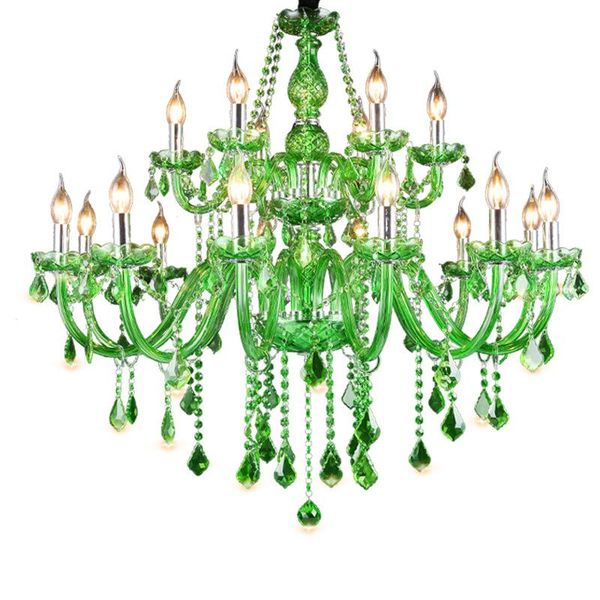 

pendant lamps nordic luxury green crystal chandeliers living room decoration e14 candle lamp dining chandelier light fixture
