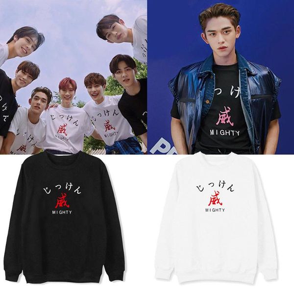 

women's hoodies & sweatshirts korean kpop wayv take over the moon oversized hoodie streetwear loose hooded might k- clothes pullove, Black