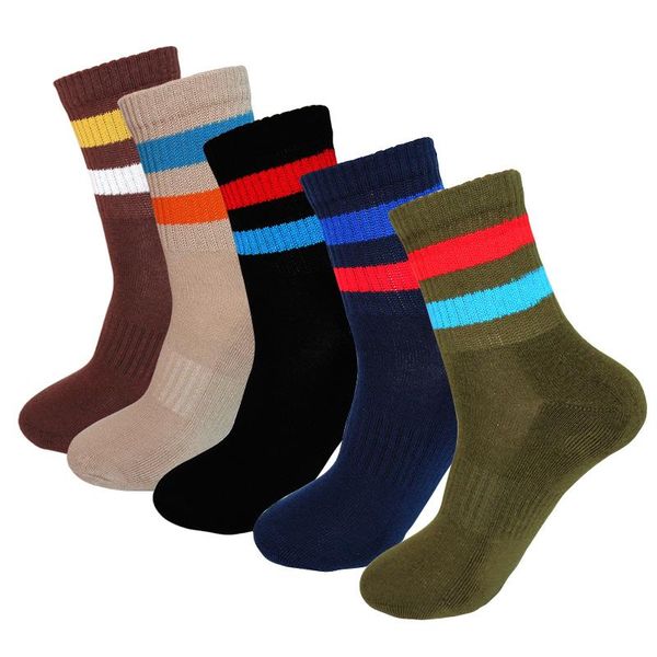 

men's socks sports winter warmth deodorant warm striped sweat-absorbent and breathable tube 3 pair, Black