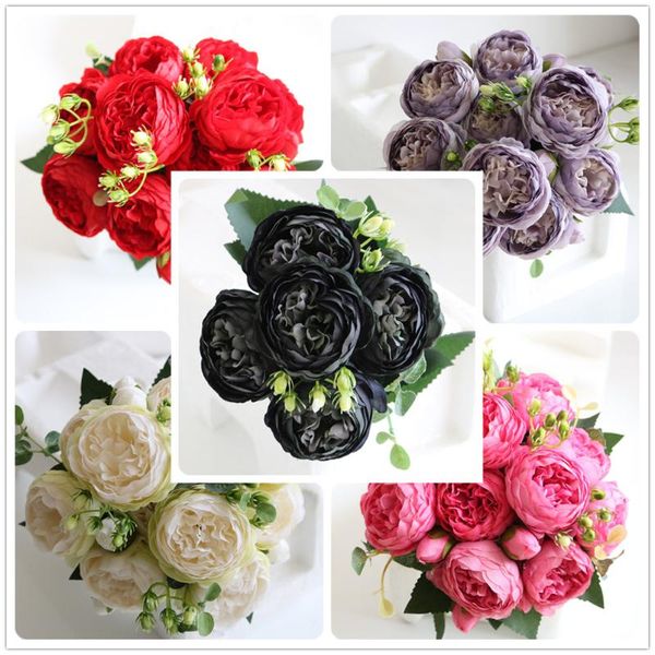 

decorative flowers & wreaths 30cm rose artificial decoration 1 bouquet 9 head silk flower for thanksgiving wedding room home