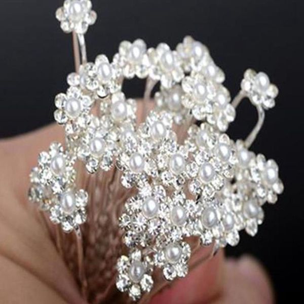 

hair clips & barrettes  pieces / set of rhinestone pearl bride hairpin clip headdress crystal ladies wedding accessories, Golden;silver