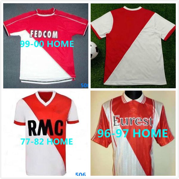 

92 90 91 94 95 96 97 99 00 monaco retro red soccer jerseys 1990 1991 1992 1994 1995 1996 1997 1999 2000 classic football shirt, Black