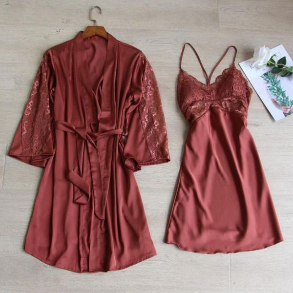 

women's sleepwear robe set women nightgown loose short home clothing summer bathrobe gown casual homewear intimate lingerie, Black;red