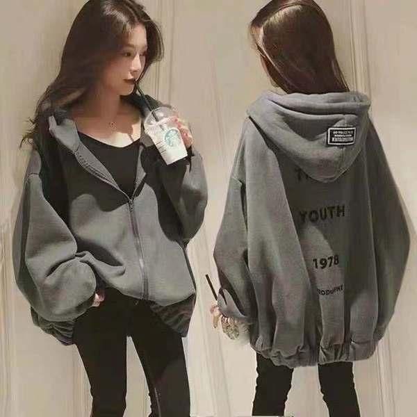 

women's jackets hooded cardigan plus velvet padded sweater design sense baseball uniform loose high of breasted jacket, Black;brown