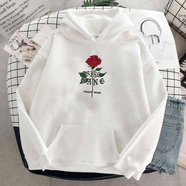 

women's hoodies & sweatshirts women hooded simple all-match leisure oversize pullovers korean style warm kawaii womens loose streetwear, Black
