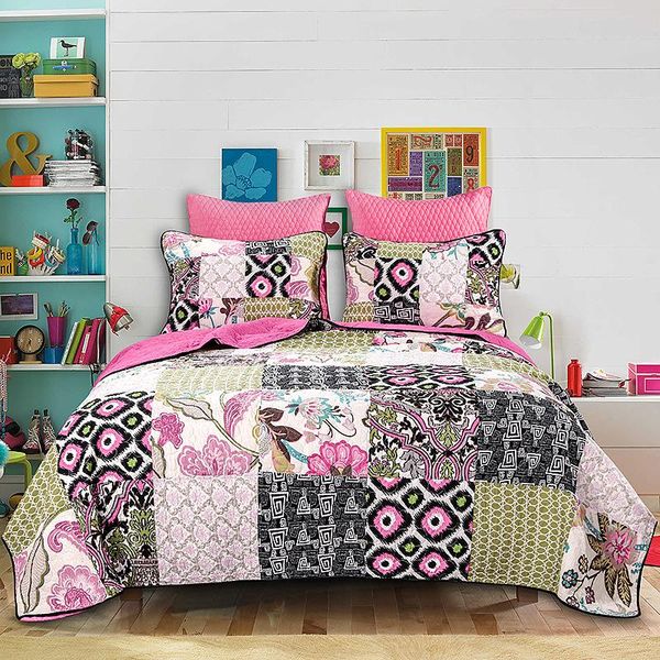 

comforters & sets latest cotton bedspreads quilt set 3pcs quilts reversible embroidered bed cover with 2 shams king size queen coverlets qui