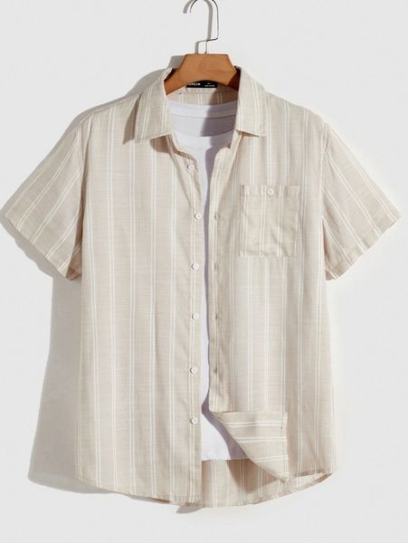 

men striped pocket front shirt without tee g91p#, White;black